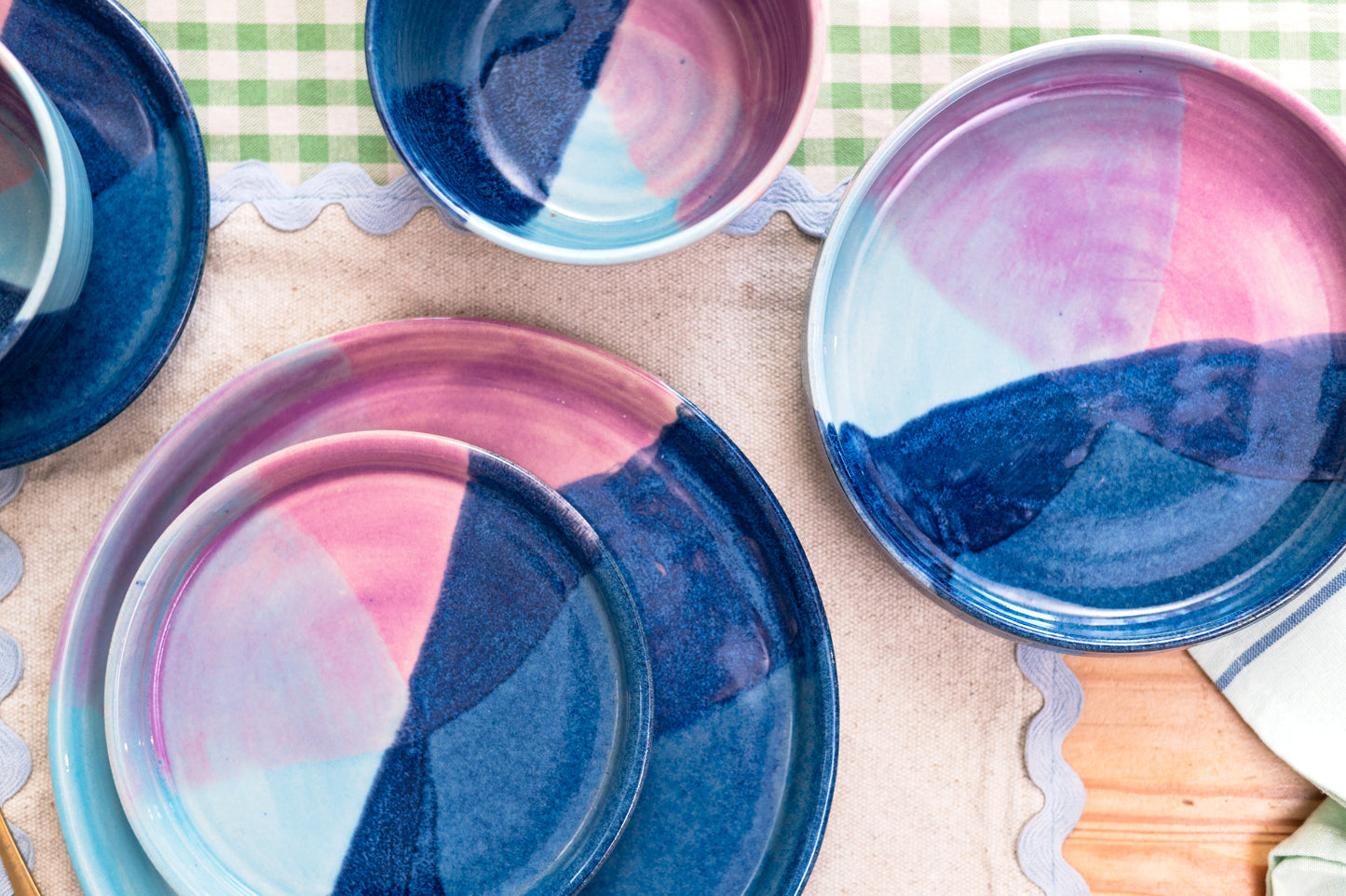 Ella Fletcher Designs Handmade Ceramic dinner set in sunrise landscape