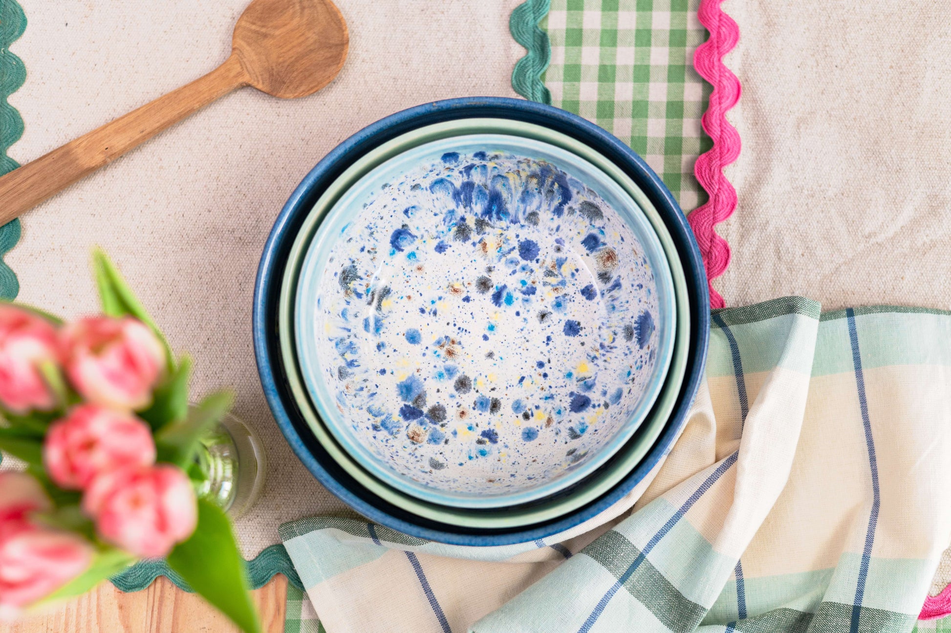 Ella Fletcher Designs Handmade Ceramic Serving Bowl Set Shoreline - 3 bowls nested together