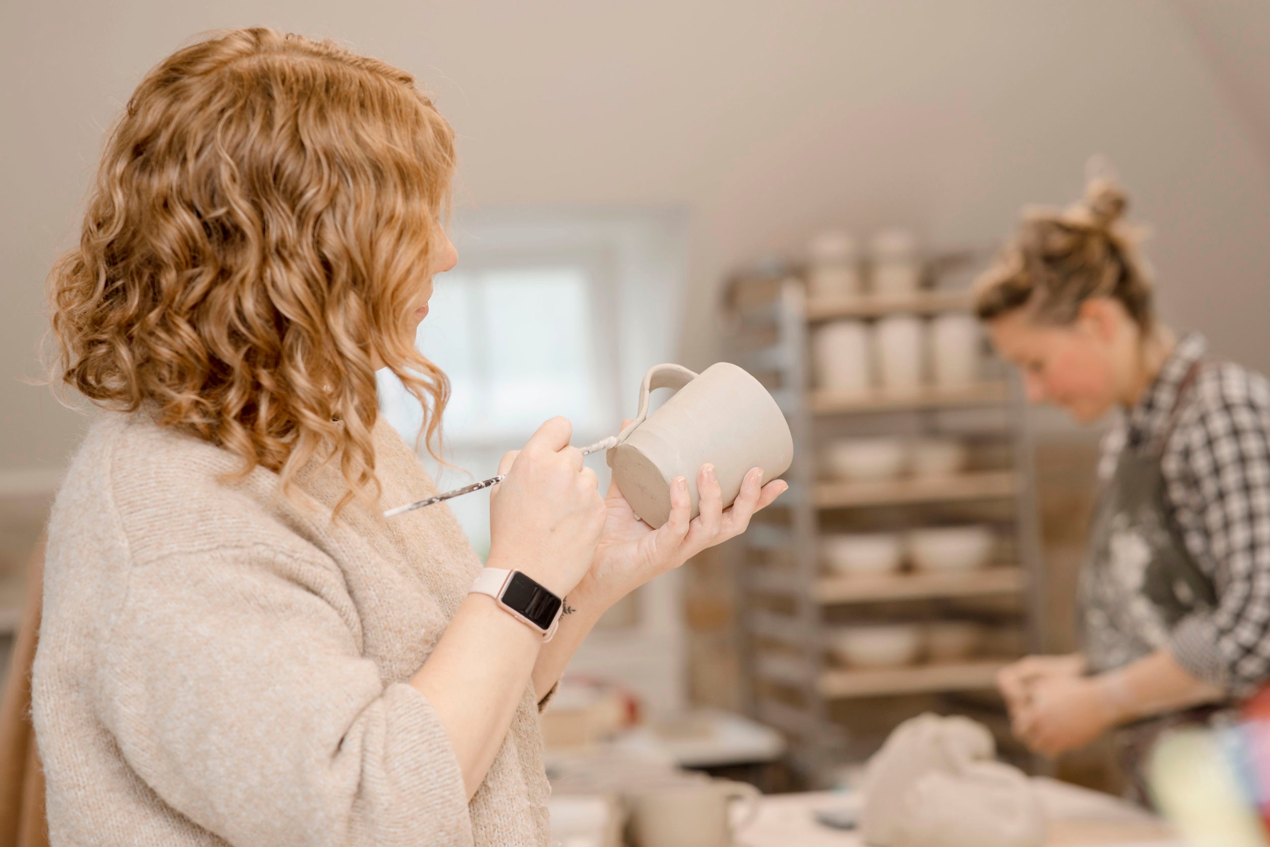 Ella Fletcher Designs Handmade Ceramics glazing mugs
