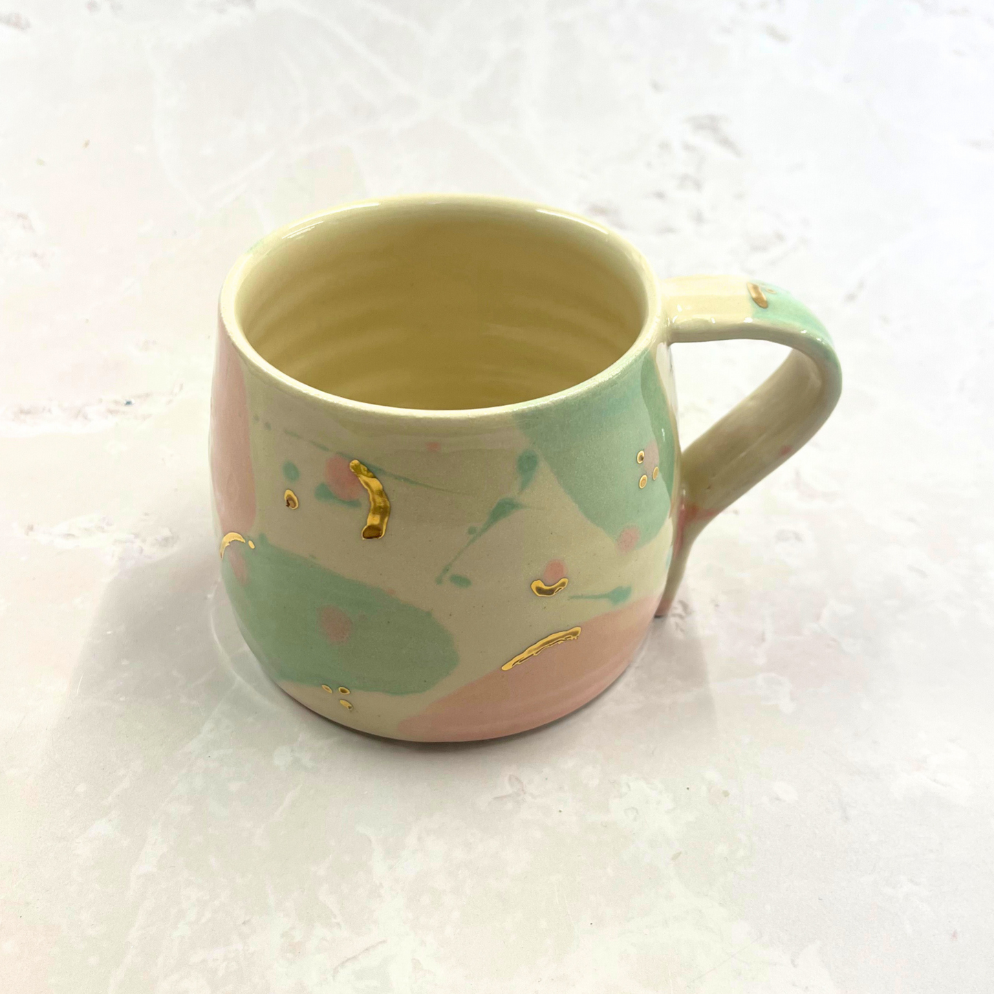 Ella Fletcher Designs UK Handmade Ceramic large round mug in sea glass design