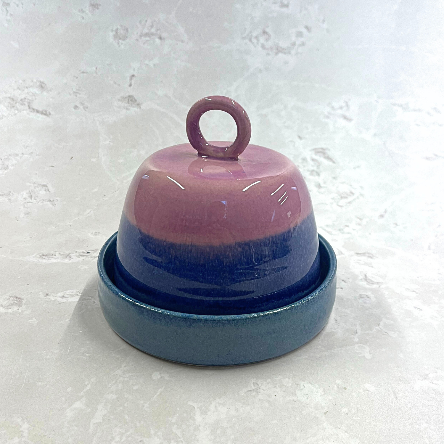 Ella Fletcher Designs Handmade Ceramics Pink Landscape Butter Dish