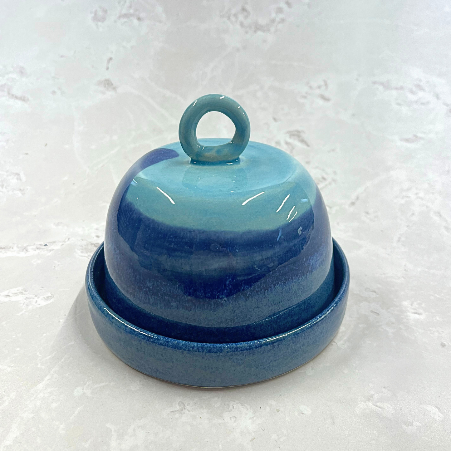 Ella Fletcher Designs Handmade Ceramics blue landscape butter dish
