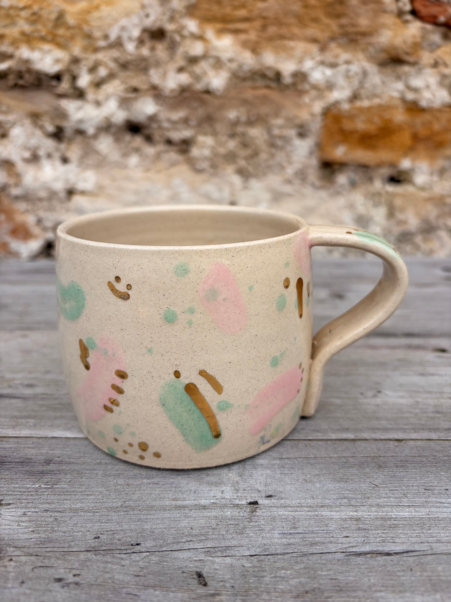 Pink and Green Sea Glass Large Round Mug