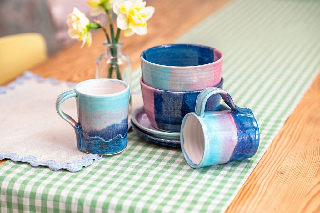Ella Fletcher Designs Handmade Ceramic landscape breakfast set in sunrise handmade breakfast set