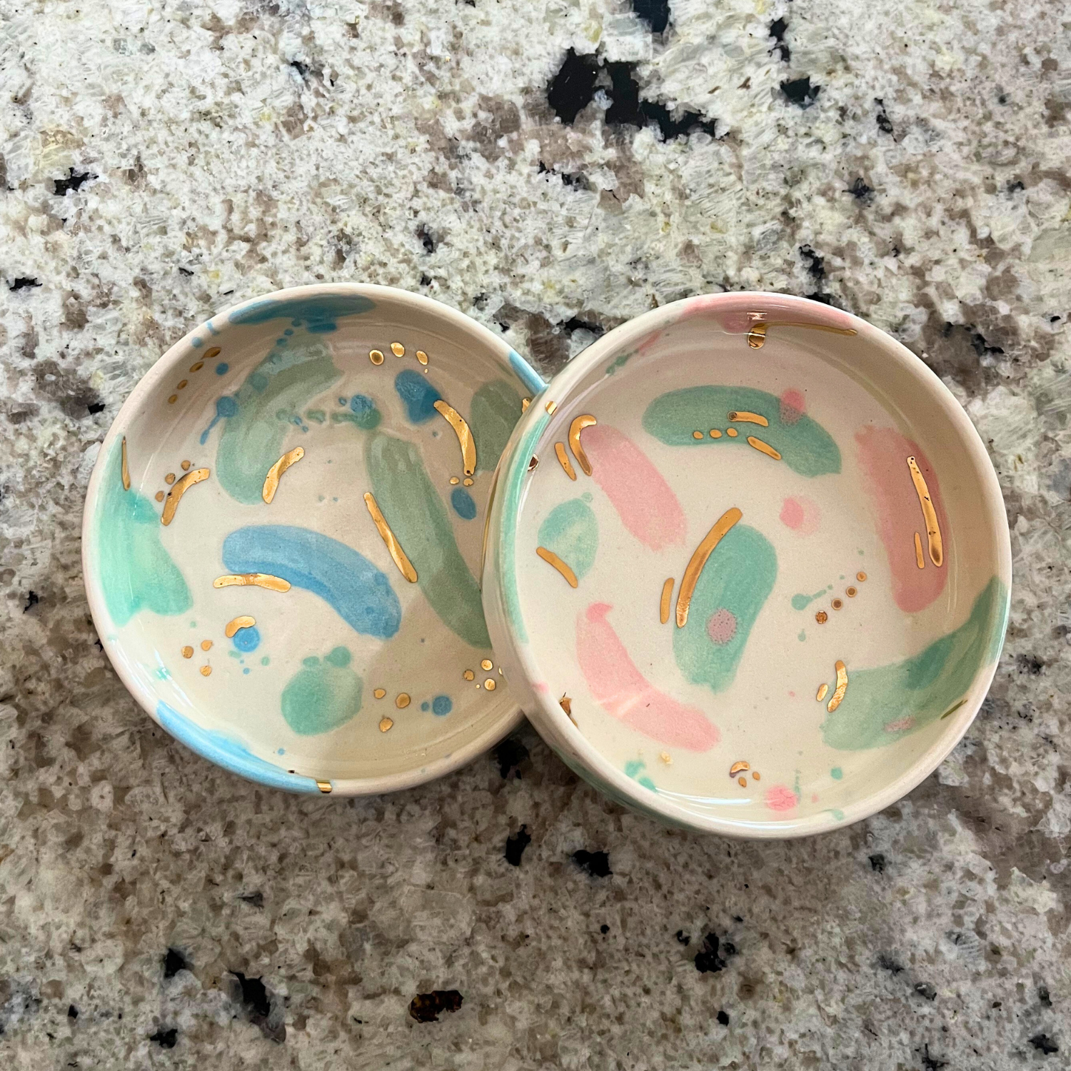 Ella Flecher Designs Handmade UK Ceramic Trinket Dish in Seaglass design