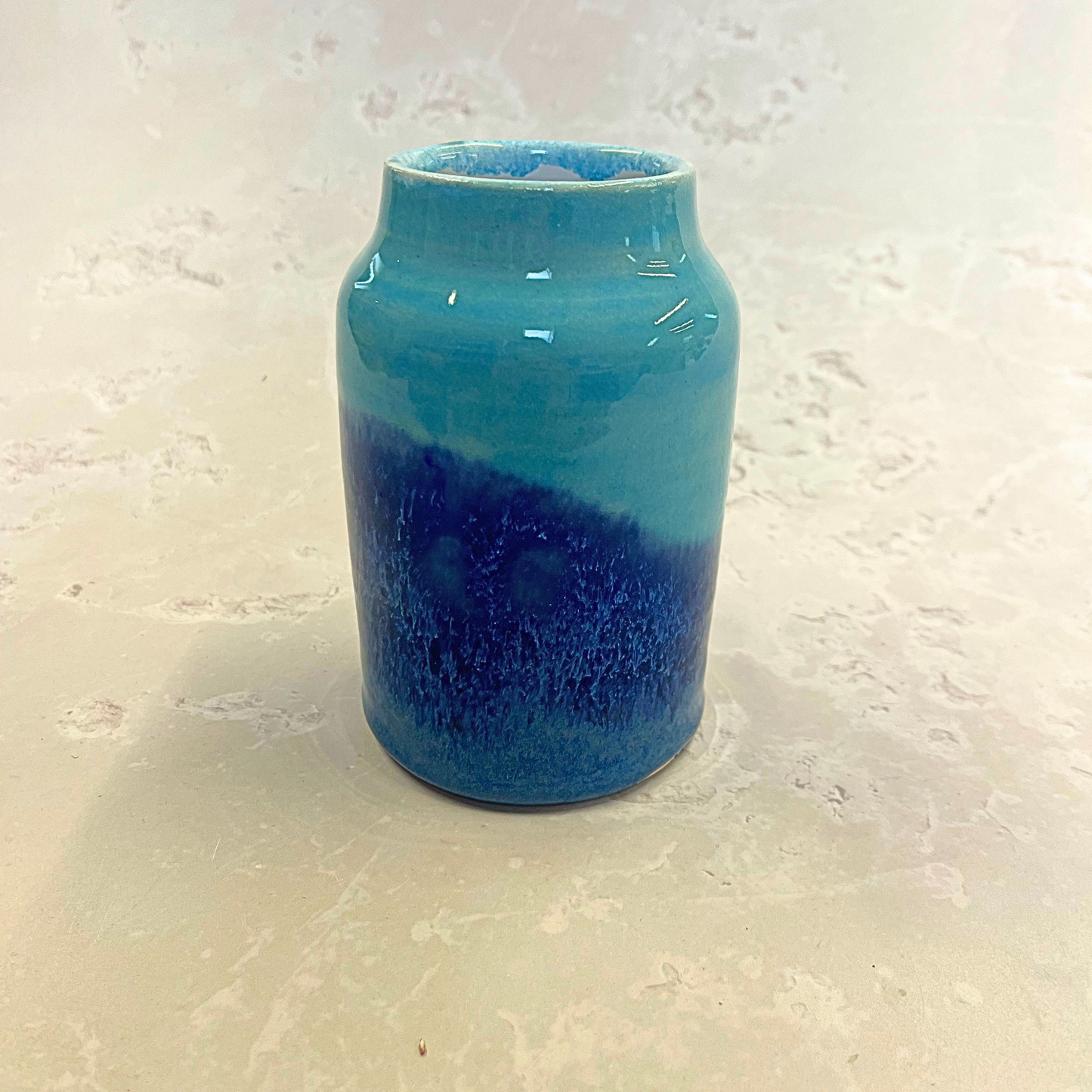 Ella Fletcher Designs Handmade Ceramic blue vase in landscape design