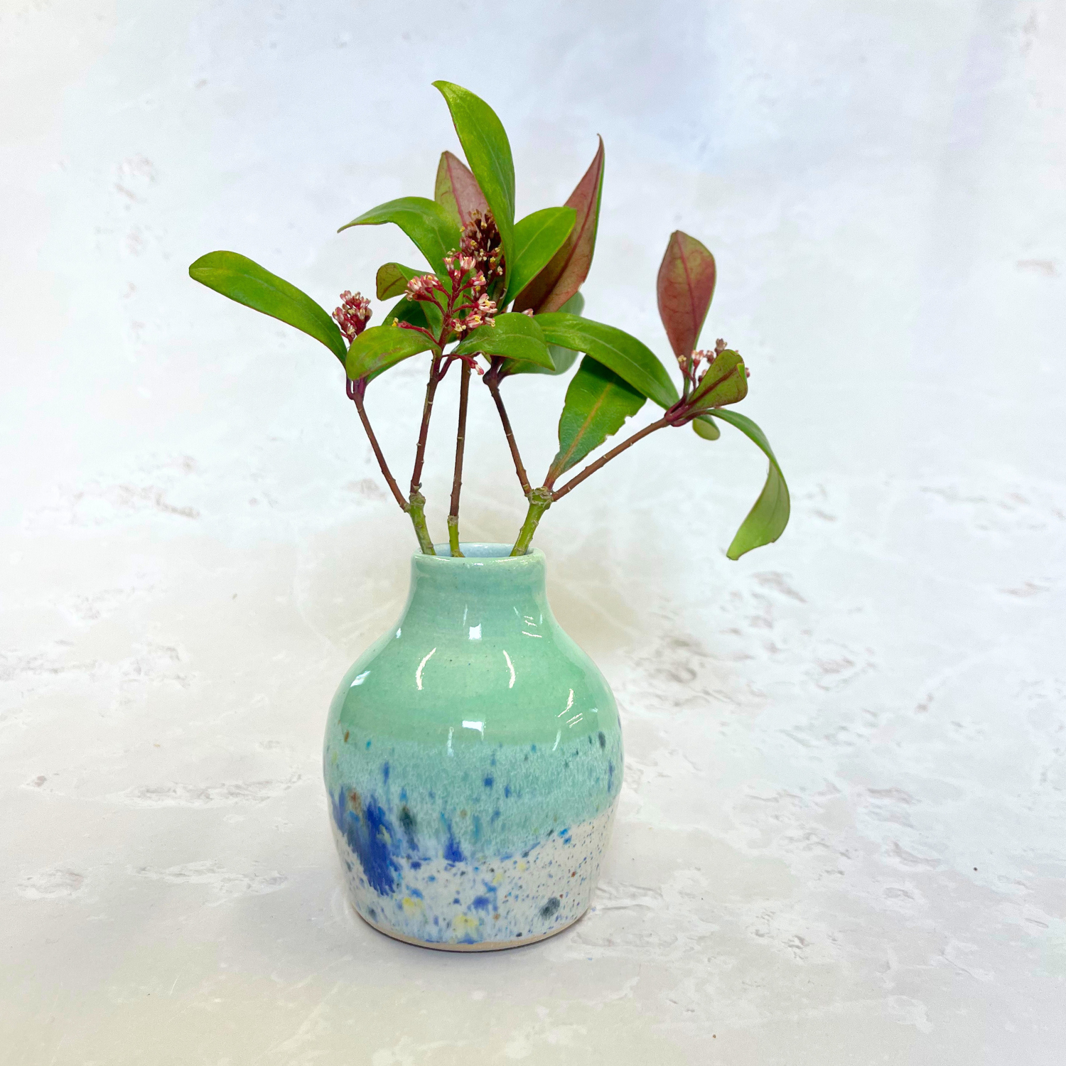 Ella Fletcher Designs Handmade Ceramic Bud Vase in Green Shoreline