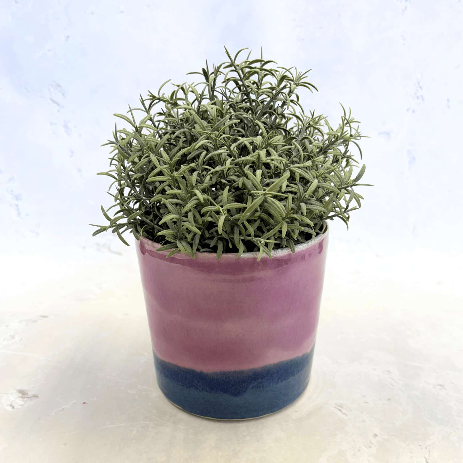 Ella Fletcher Designs Handmade Ceramic Pot in Pink Landscape, plant pot with layers of pinks and blues