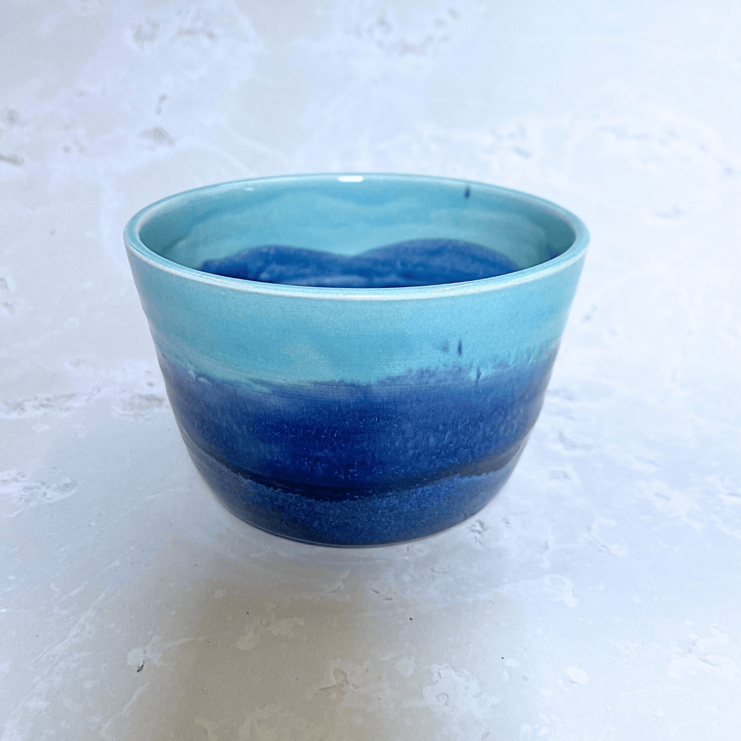 Ella Fletcher Designs Handmade Ceramic Small Bowl in Blue Landscape, small bowl with layers of blues