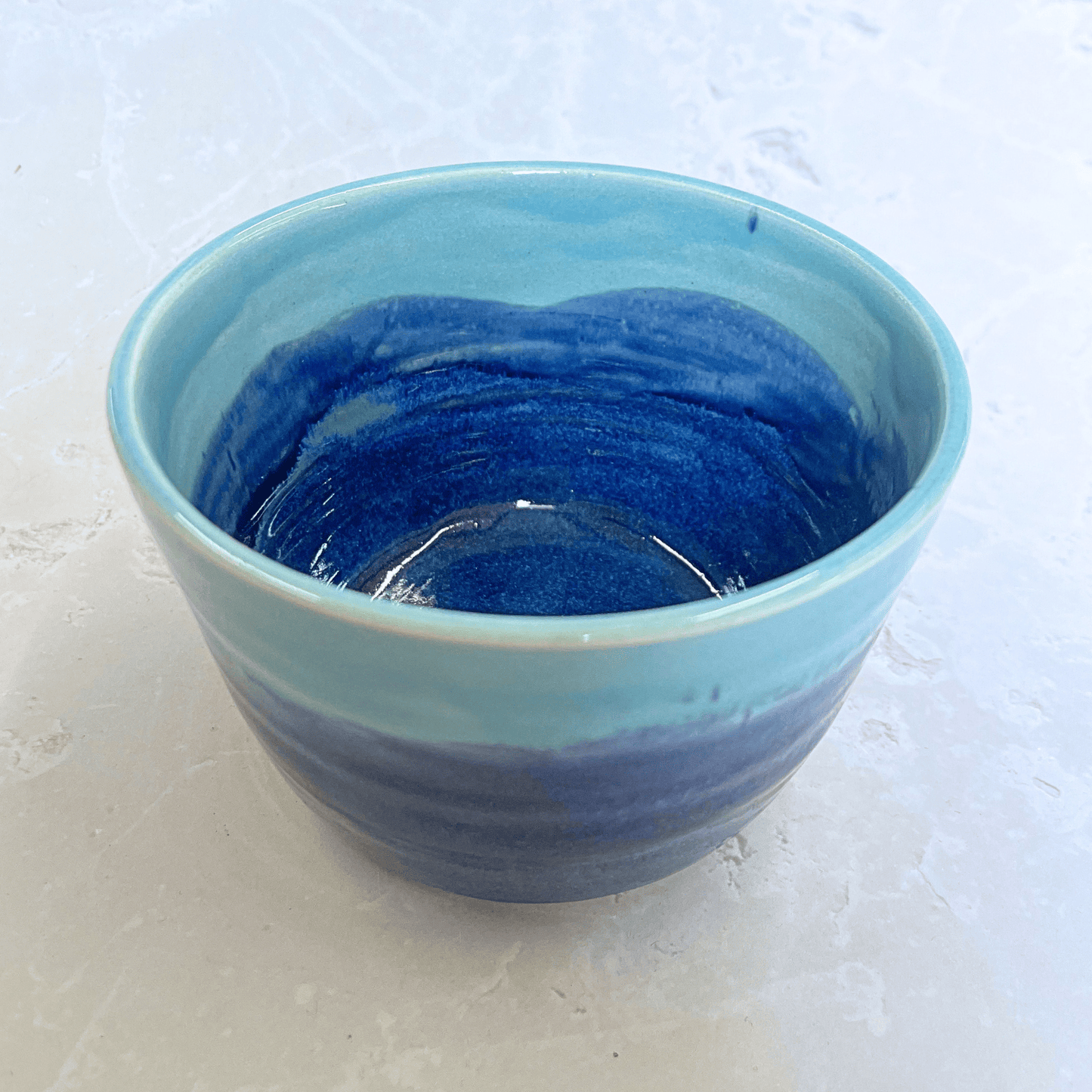 Ella Fletcher Designs Handmade Ceramic Small Bowl in Blue Landscape, small bowl with layers of blues