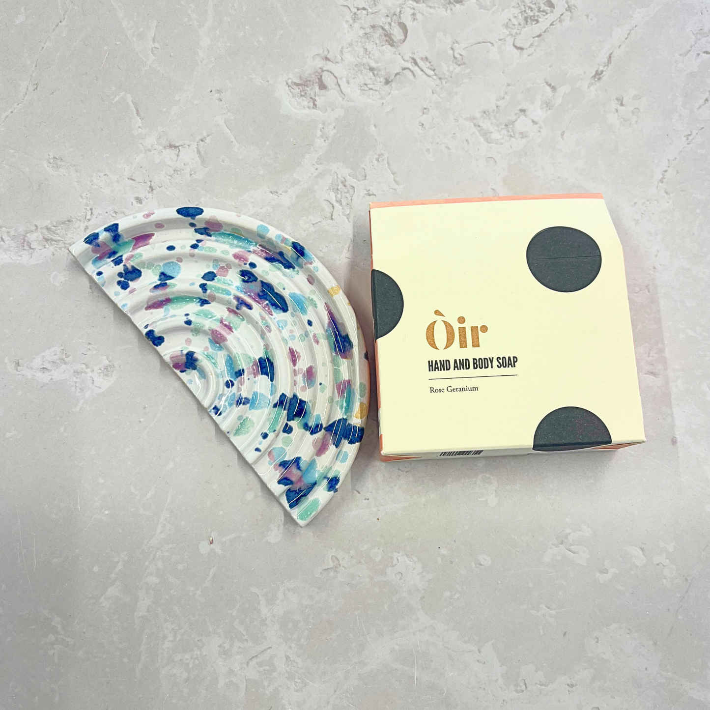 Ella Fletcher Designs Handmade Ceramic Soap Dish gift set in sweetpea