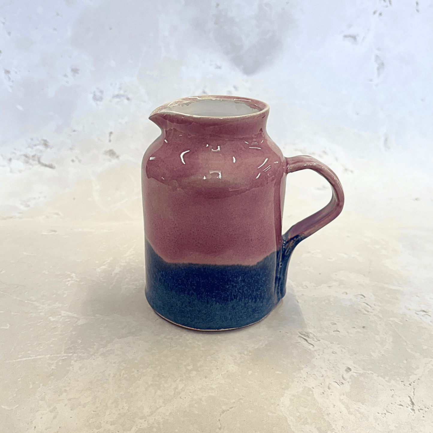 Ella Fletcher Designs Handmade UK Ceramic Jug in Pink Landscape, jug with layers of pink and blues