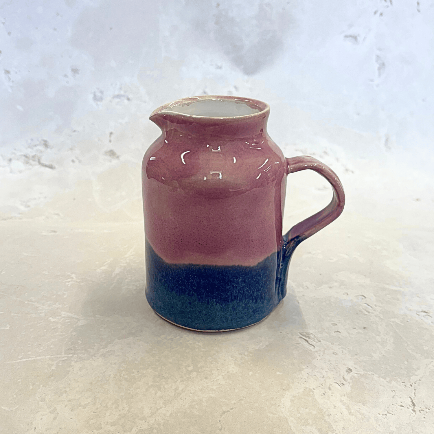 Ella Fletcher Designs Handmade UK Ceramic Jug in Pink Landscape, jug with layers of pink and blues