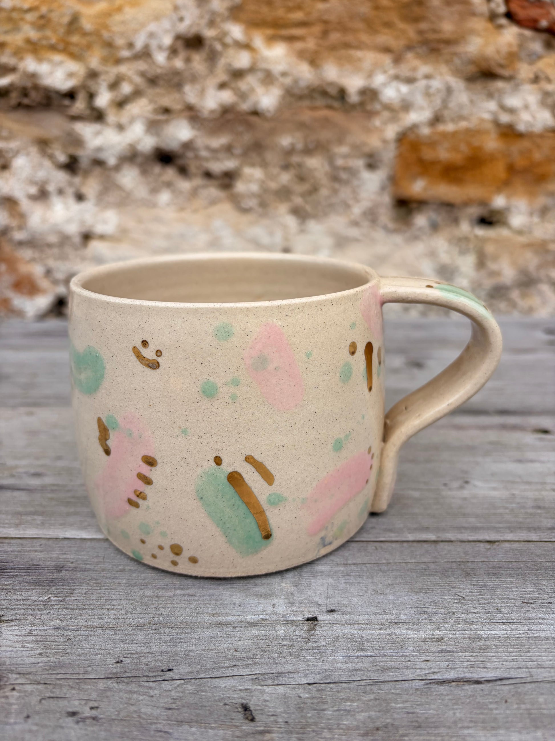 Pink and Green Sea Glass Large Round Mug