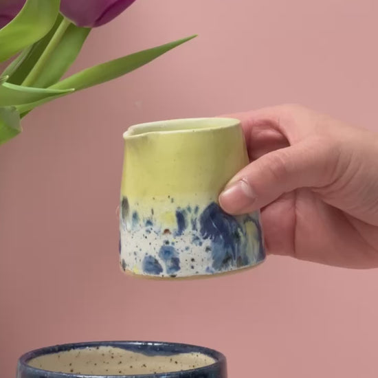 Video of tiny jug pouring milk into a mug