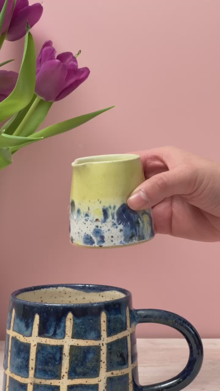 Video of tiny jug pouring milk into a mug