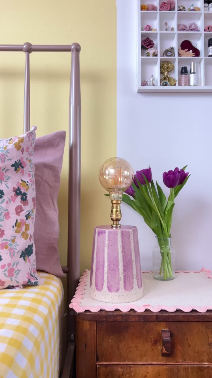 Video of ceramic lamp turning on 