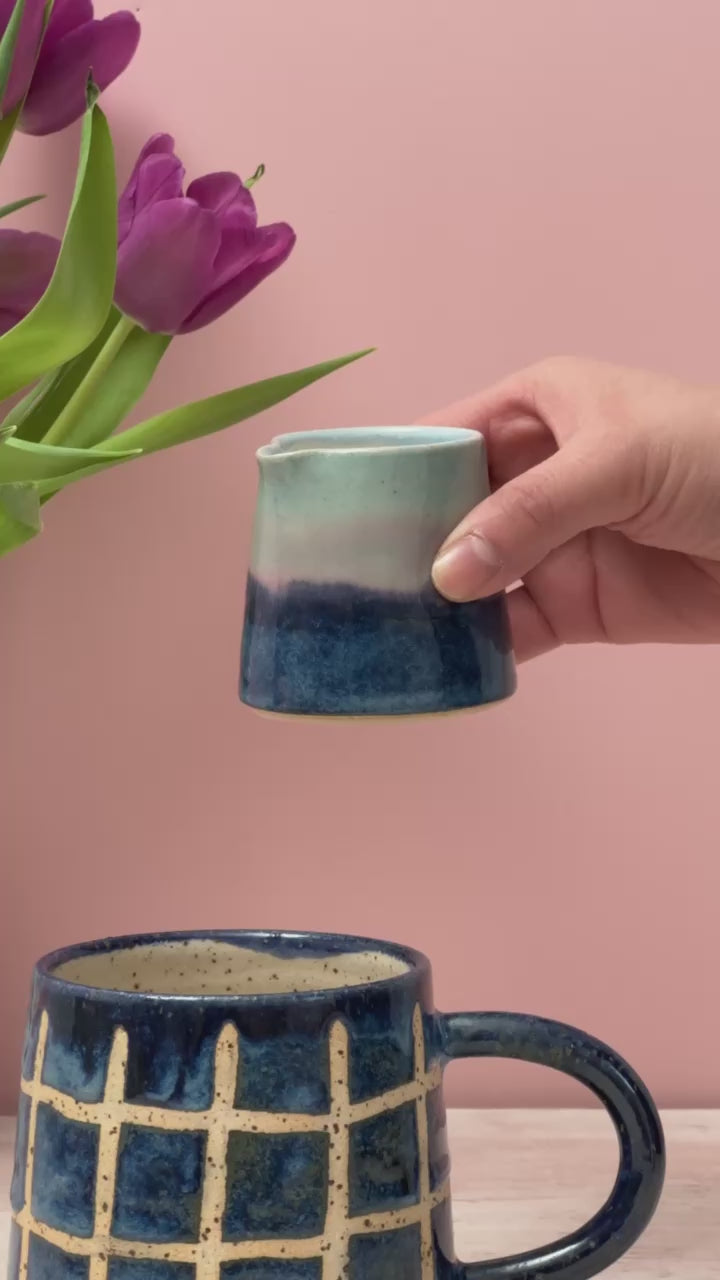 Video of tiny jug pouring milk into a mug
